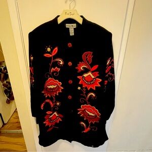 Indigo Moon Gorgeous embellished embroidered Jacket Coat Sz L